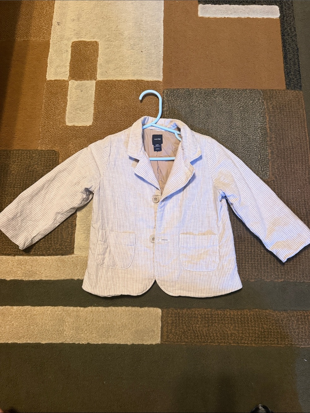 GAP Light Blue Pinstriped Seersucker Kids Blazer